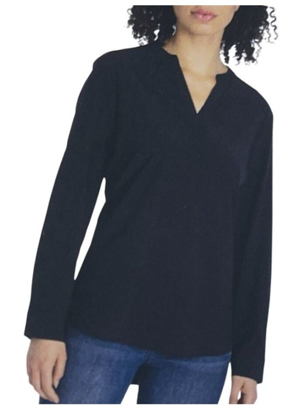 REV Women's XXL Black Long-Sleeve Tunic Shirt Lightweight Polyester Blend i2098